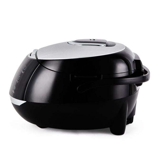 Sakura rice cooker side on view (black and silver)