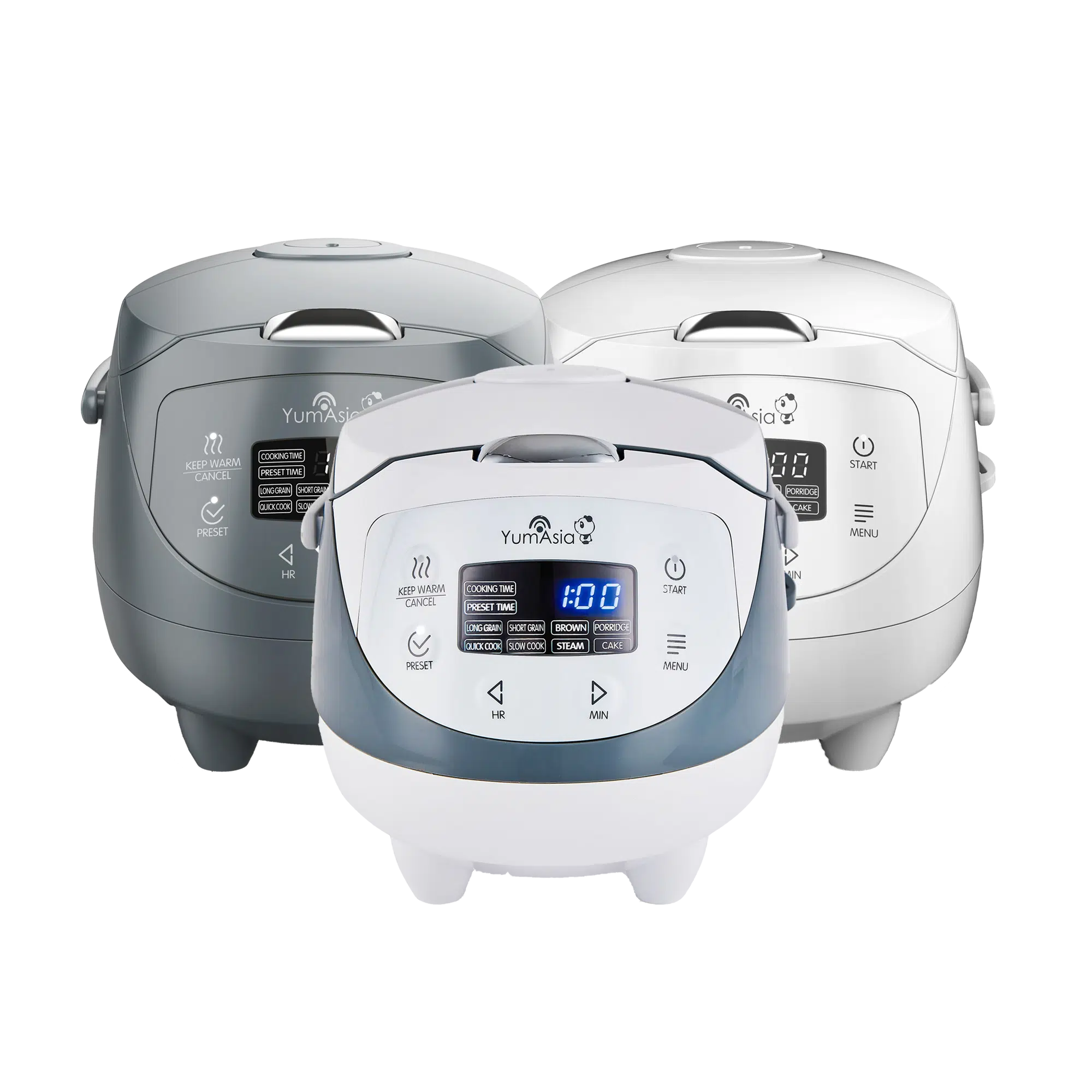 Yum Ásia Panda panelas de arroz trio cores