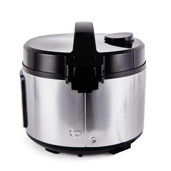 Yum Asia rice cooker light stainless steel lid open right side