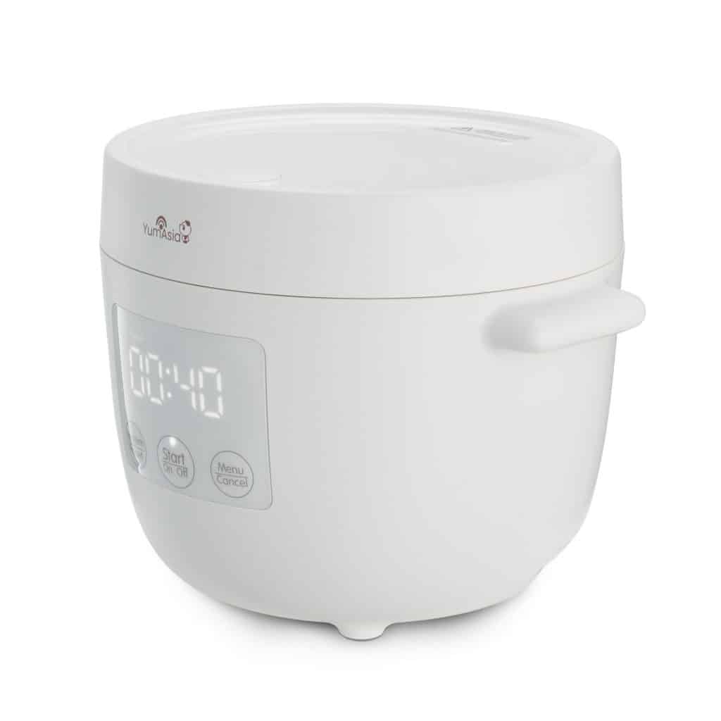Tsuki rice cooker in white side on view
