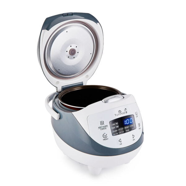 Panda rice cooker with lid open reverse
