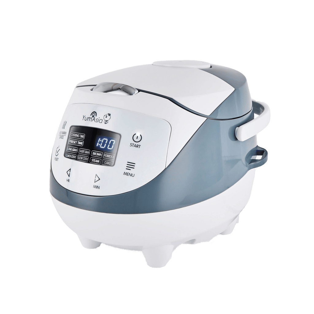 Panda mini rice cooker in mixed grey and white side on
