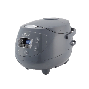 Panda mini rice cooker in cobalt grey side on