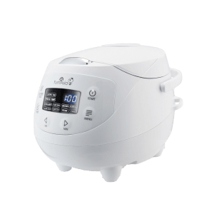 Panda mini rice cooker in arctic white side on