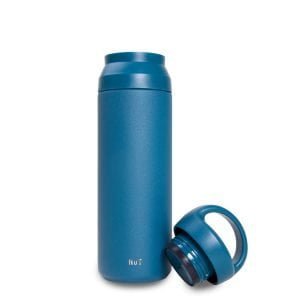 Iku Active blue thermal vacuum flask with lid off