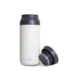 Iku white thermal vacuum flask with lid off