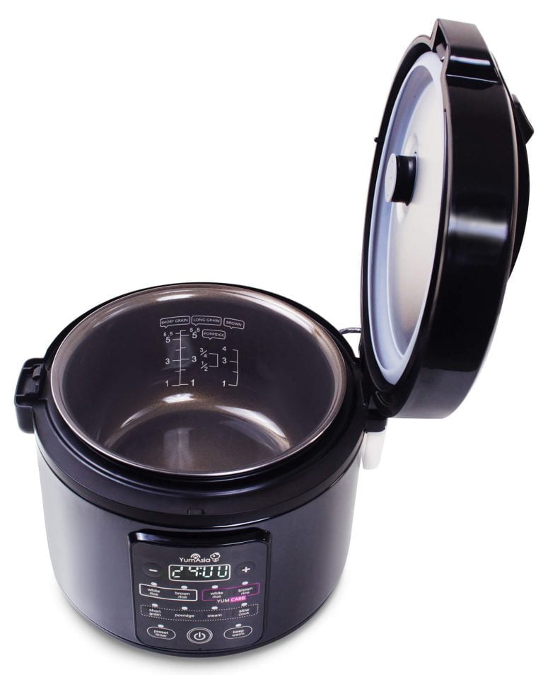 Kumo YumCarb rice cooker black colour with lid open