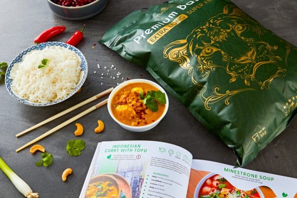 Yum-Asia-Basmati-rice-top-down-with-cookbook-and-food