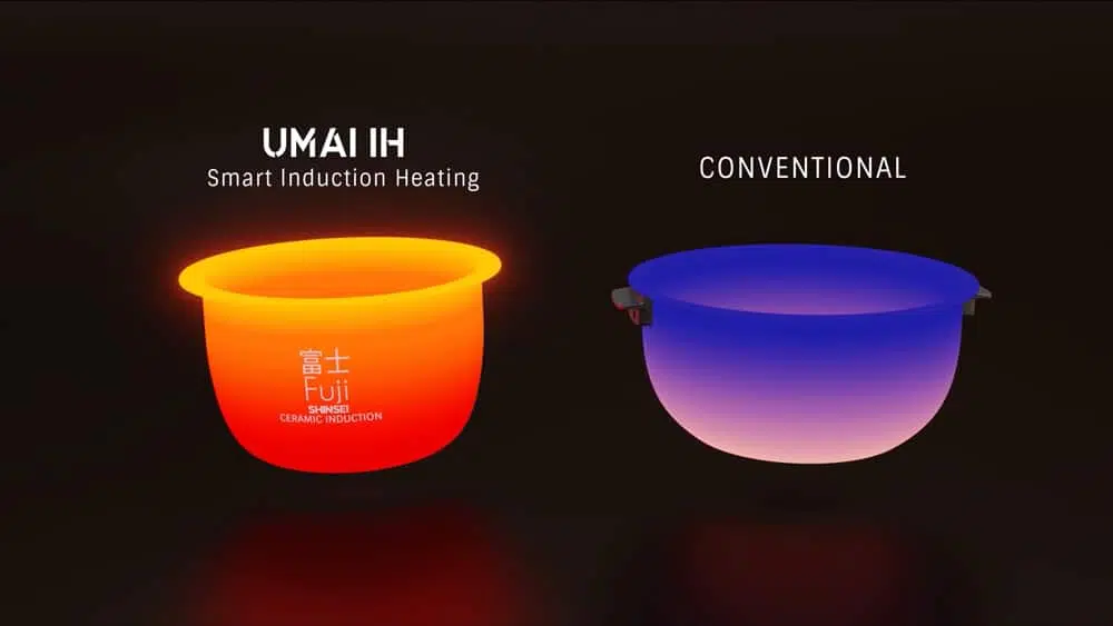 Superior heating distribution with Joubu and UMAI IH rice cooking