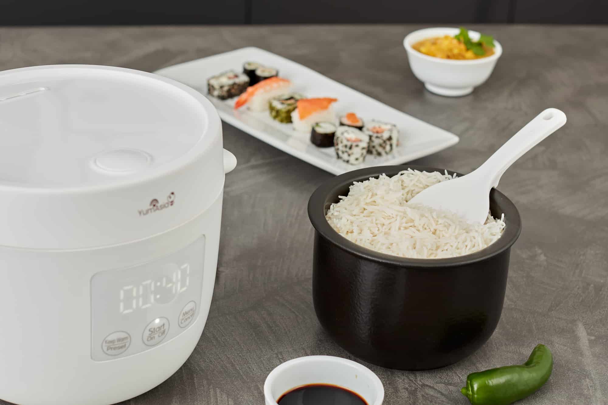Yum Asia Kumo YumCarb Rice Cooker with Ceramic Bowl and Advanced Fuzzy  Logic, (5.5 Cups, 1 Litre), 5 Rice Cooking Functions, 3 Multicooker  Functions