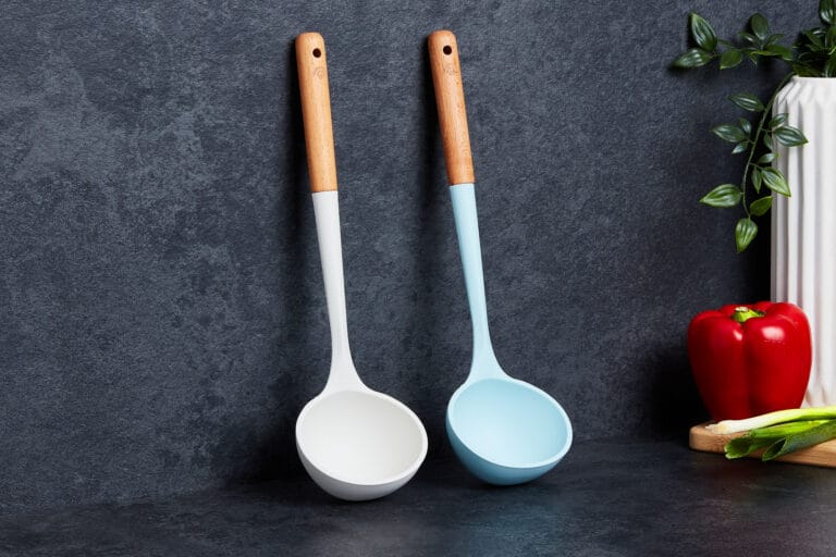 Yum Asia Soup Ladles in ice white and sky blue lifestyle 3