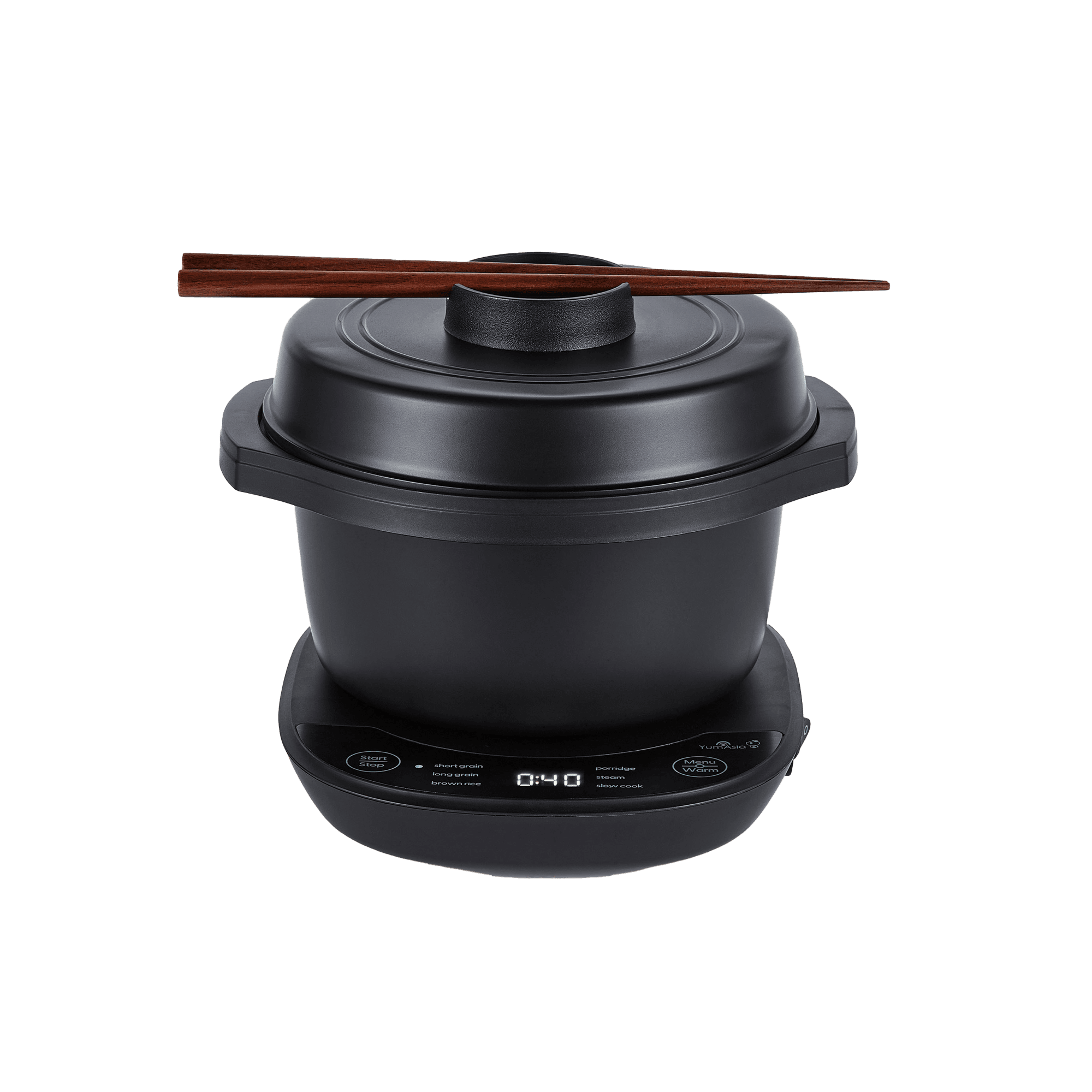 Yum-Asia-Kotori-Donburi-Olla arrocera-Frontal-Principal-Con-Palillos-Carbón-Negro-PRINCIPAL cambiar tamaño Olla arrocera Kotori Mini Donburi - Imagen 1