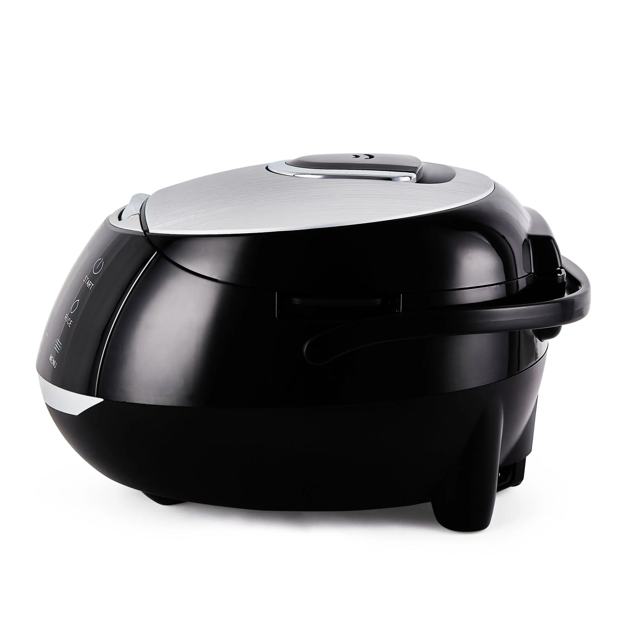 Vista lateral de preto Sakura panela de arroz