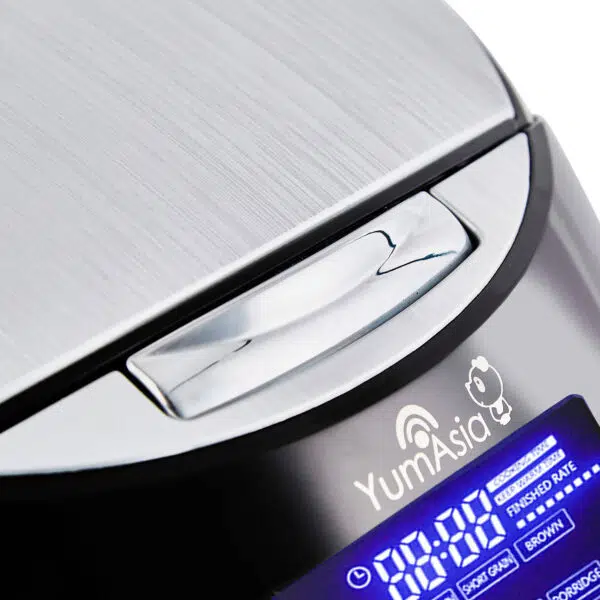 Close up of Black Sakura rice cooker display