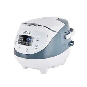 Panda mini panela elétrica de arroz com lado cinza e branco misturados