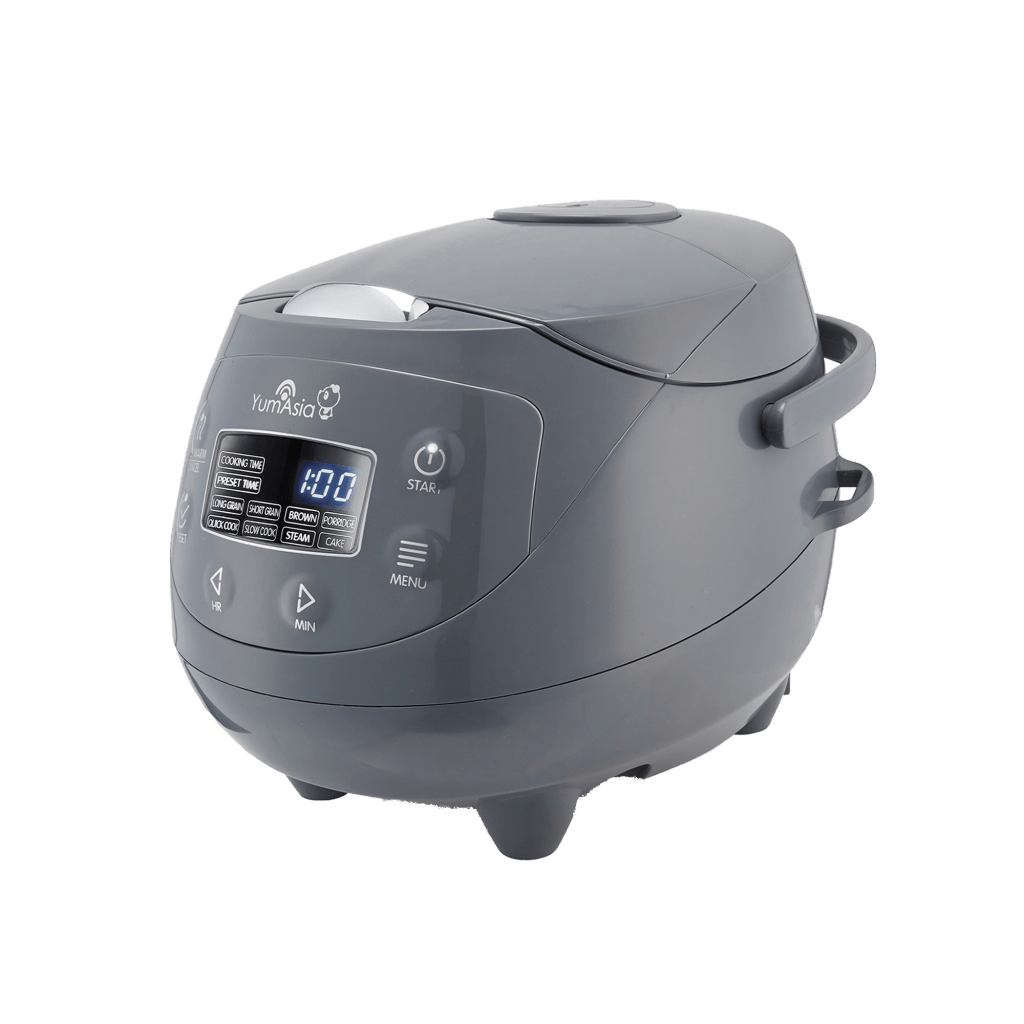 Panda mini rice cooker in cobalt grey side on