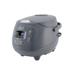 Panda mini rice cooker in cobalt grey side on