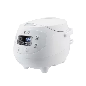 Panda mini panela elétrica de arroz com o lado branco ártico voltado para cima