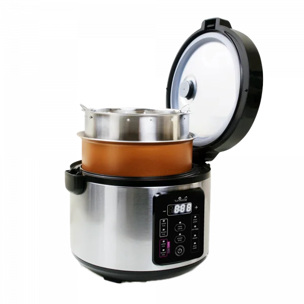 Kumo rice cooker US version side on exploded light stainless steel